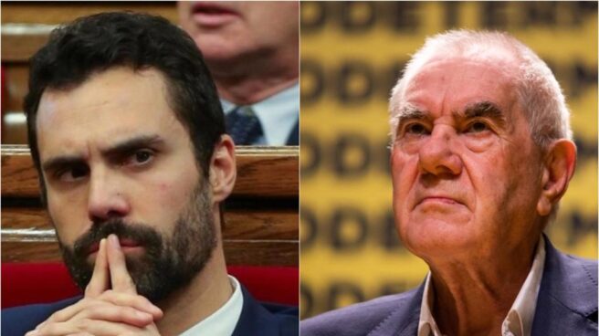 El president del Parlamente, Roger Torrent, y el diputado autonómico de EarC, Ernest Maragall.