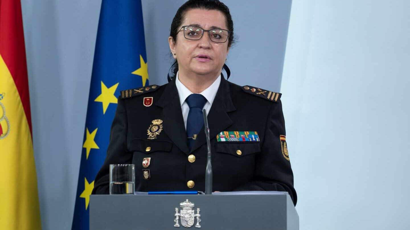 La comisaria principal Pilar Allué, en una comparecencia informativa en La Moncloa.