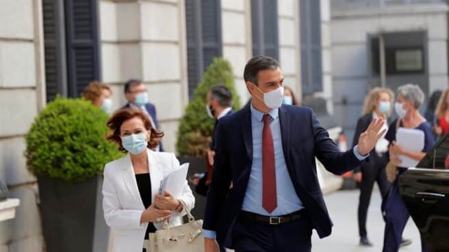 El presidente del Gobierno, Pedro Sánchez, a su llegada este miércoles al pleno del Congreso
