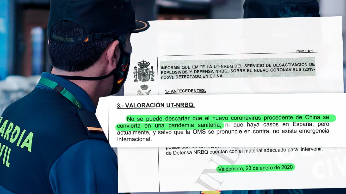 La Guardia Civil avisó ya en enero del riesgo de "pandemia sanitaria"