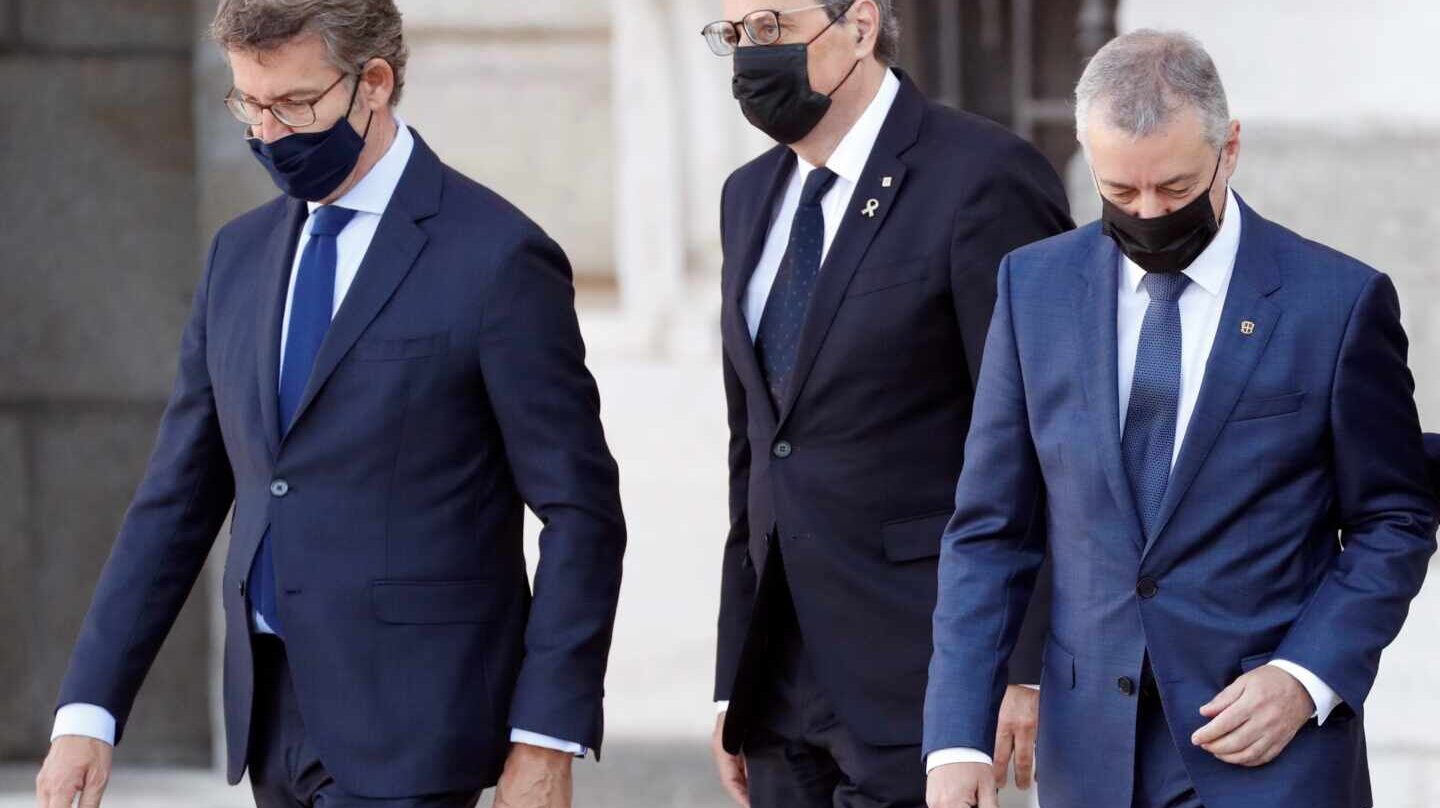 Núñez Feijóo, Torra y Urkullu, en el homenaje del Estado a las víctimas de la covid-19.
