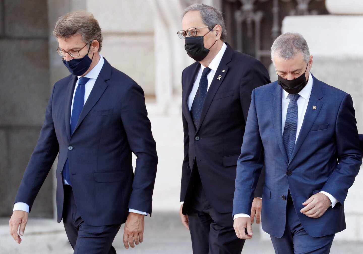 Núñez Feijóo, Torra y Urkullu, en el homenaje del Estado a las víctimas de la covid-19.