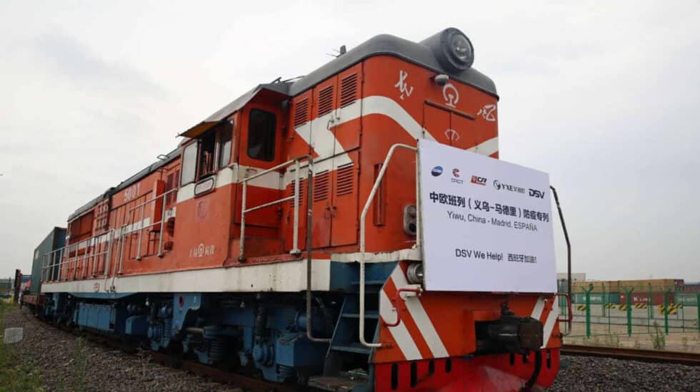 Tren que trasladó desde China material sanitario para el Gobierno.