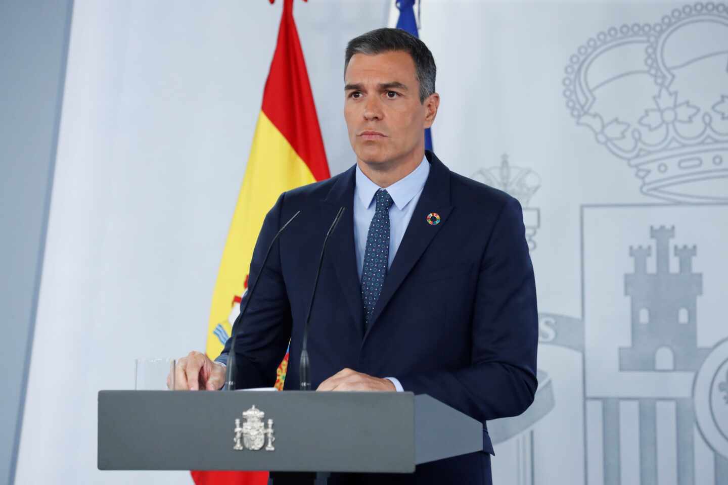 El presidente del Gobierno, Pedro Sánchez, durante su comparecencia ante los medios tras la reunión del Consejo de Ministros.