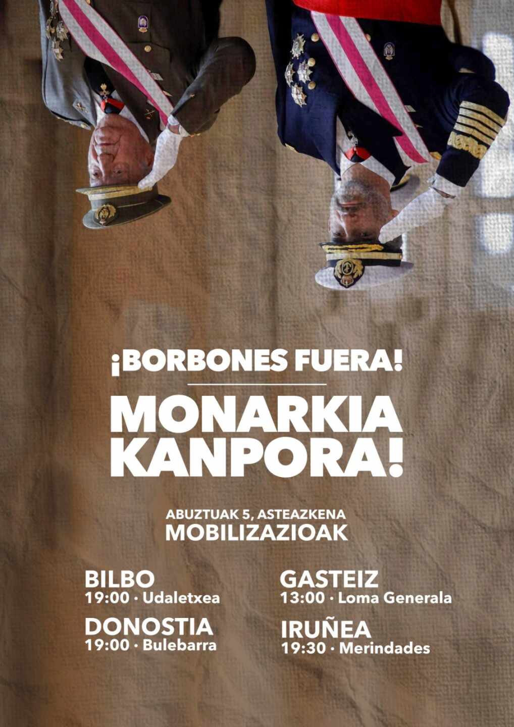 Bildu y Podemos convocan actos contra la monarquía en Euskadi