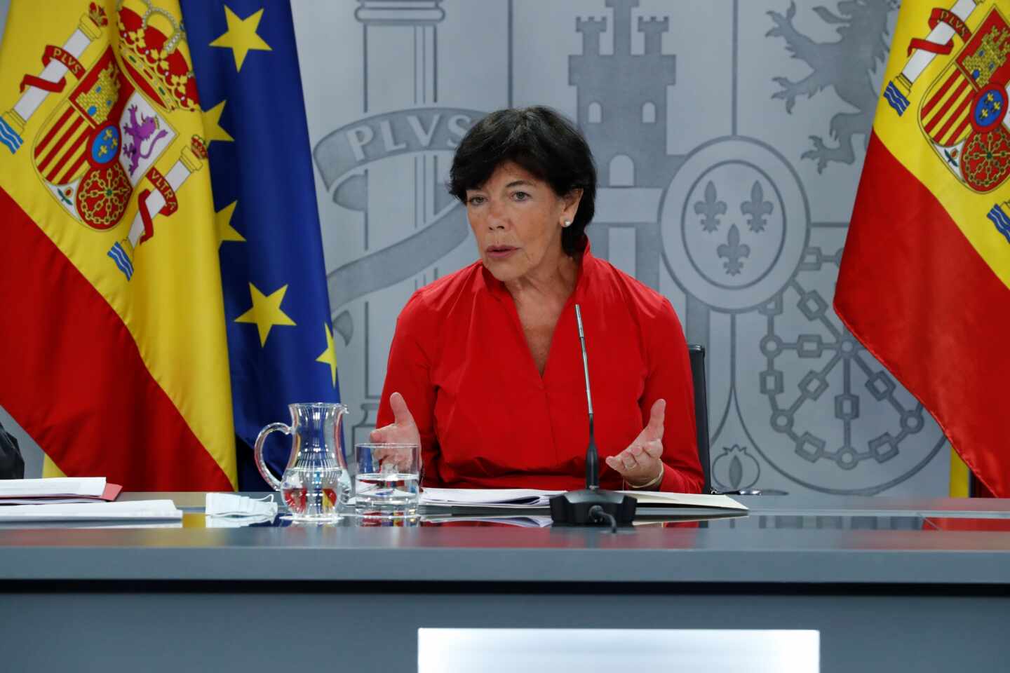 La ministra de Educación, Isabel Celaà, durante la rueda de prensa sobre el inicio de curso.
