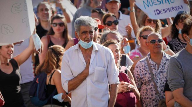 Concentración en Plaza de Colón contra el uso de mascarillas.