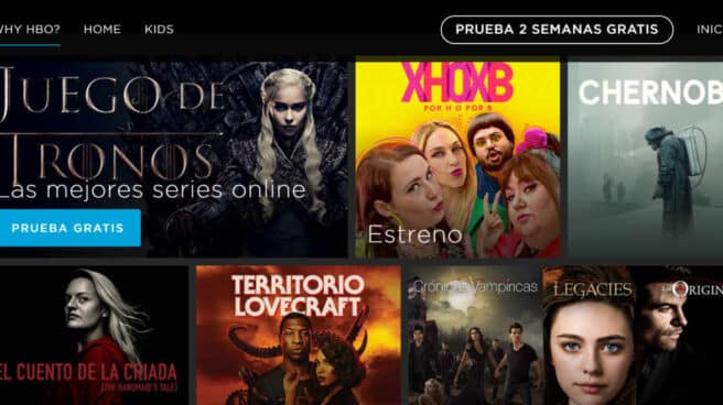 Imagen de la plataforma de streaming HBO en España.