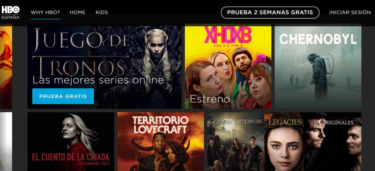 Imagen de la plataforma de streaming HBO en España.