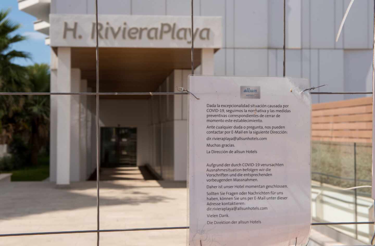 Un hotel cerrado en Playa de Palma, en Mallorca.