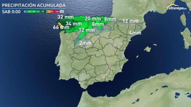 Mapa precipitación acumulada - sábado