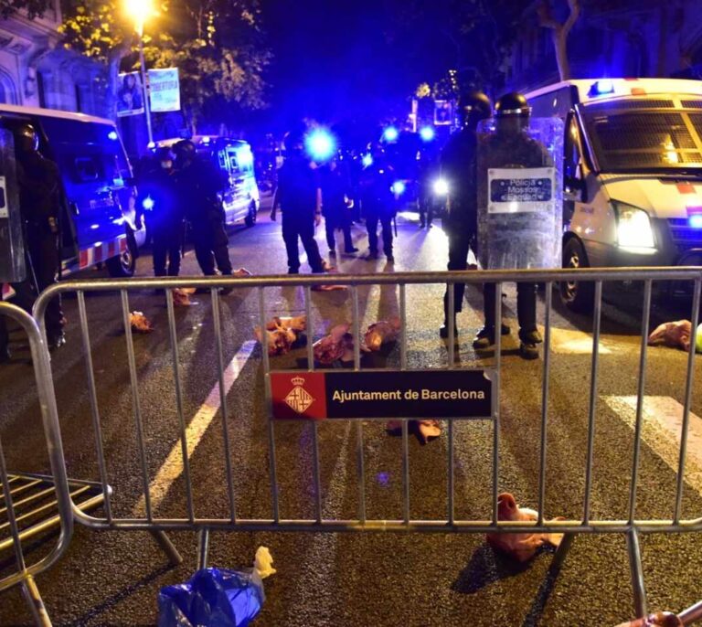 Los CDR lanzan cabezas de cerdo a los Mossos e intentan cercar el Parlament
