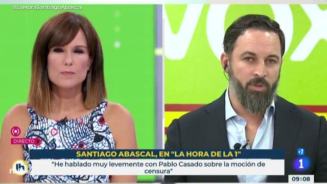 El líder de Vox, Santiago Abascal, en La Hora de La 1, de TVE.