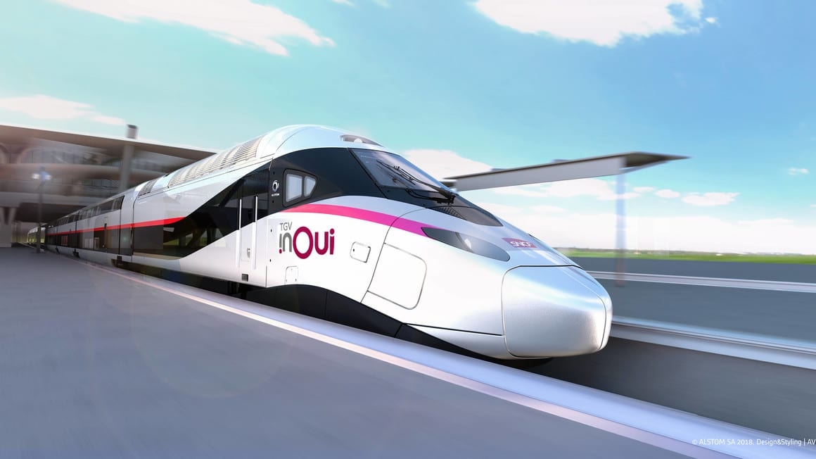 Un tren Alstom Euroduplex de Ouigo, alta velocidad de dos pisos.