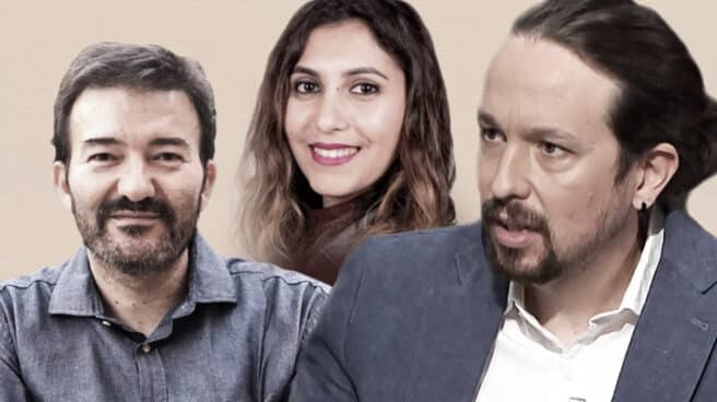 calvente-dina-iglesias-2 El ex abogado de Podemos, José Manuel Calvente, Dina Bousselham y Pablo Iglesias.