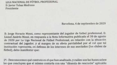 El padre de Messi contesta a LaLiga y desvela la cláusula que permite liberar al jugador
