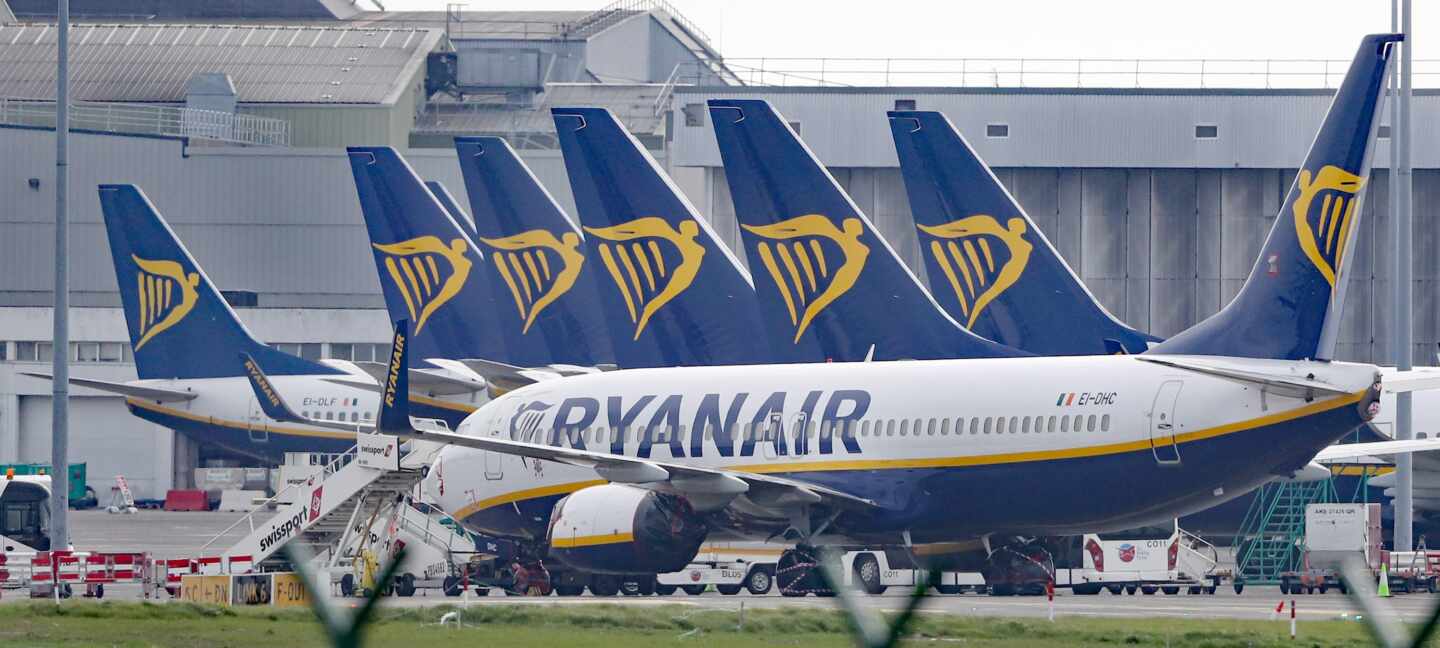 Aviones de la aerolínea de bajo coste Ryanair.