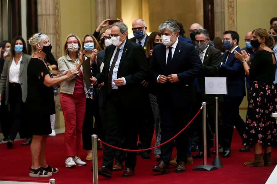 Quim Torra, en el Parlament tras su inhabilitación.