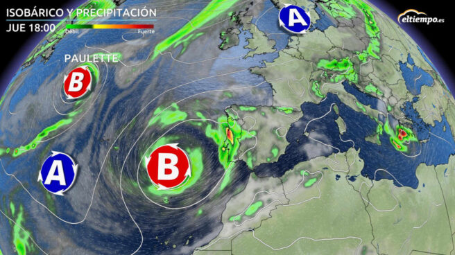 Mapa isobárico y precipitación
