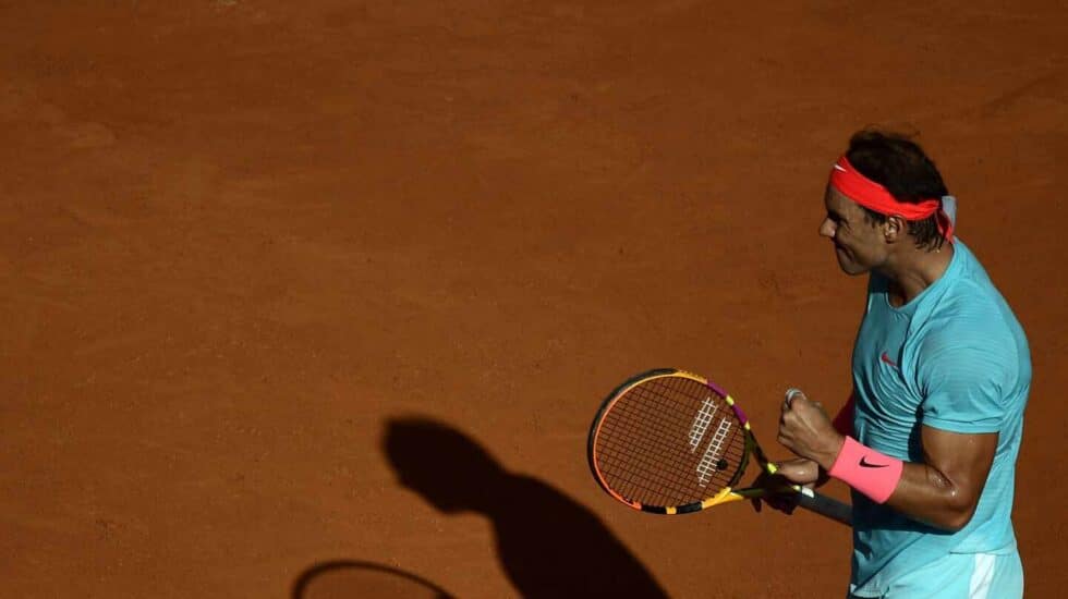 Nadal celebra un punto durante la semifinal ante Schwartzman