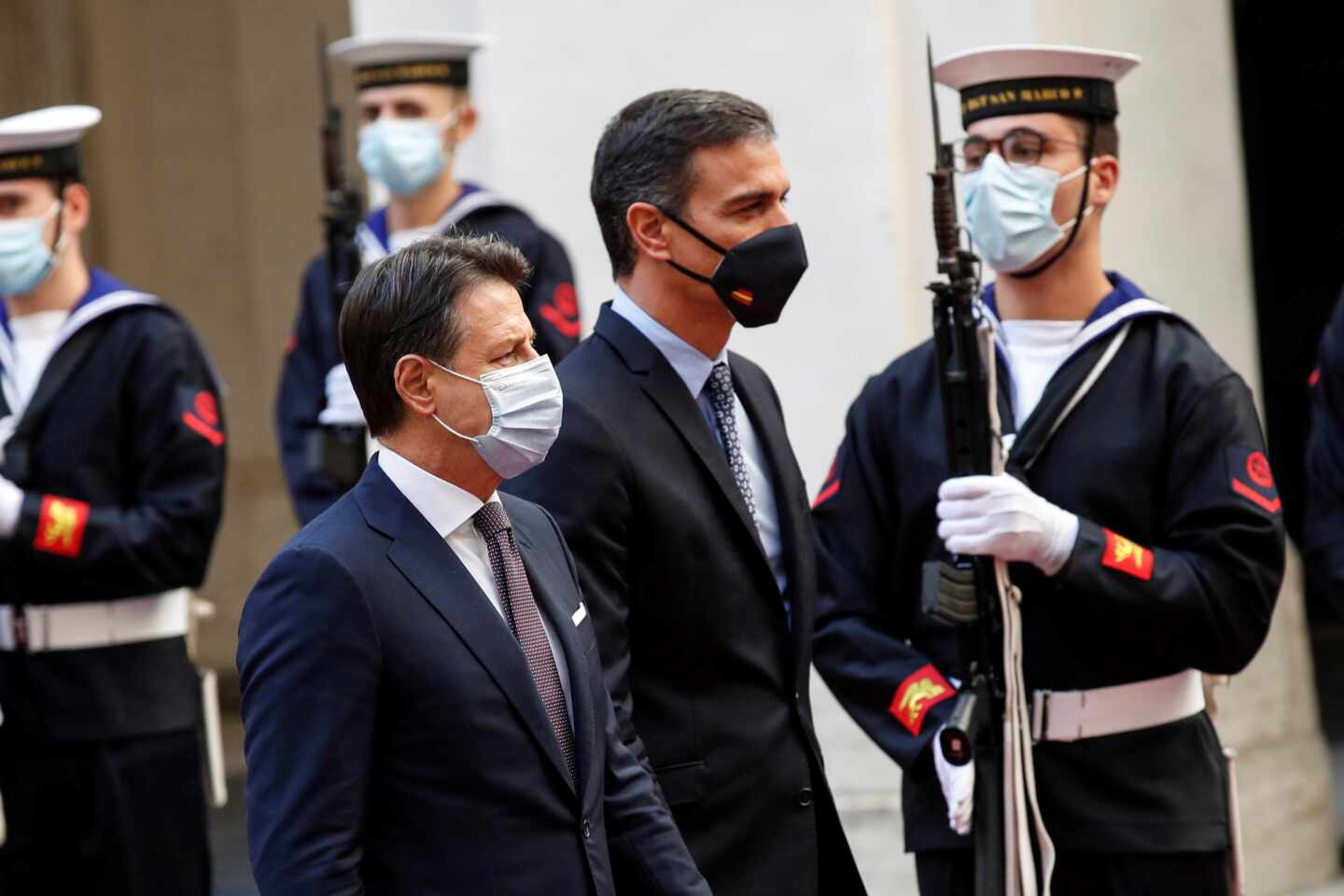 Giuseppe Conte y Pedro Sánchez, en Roma.