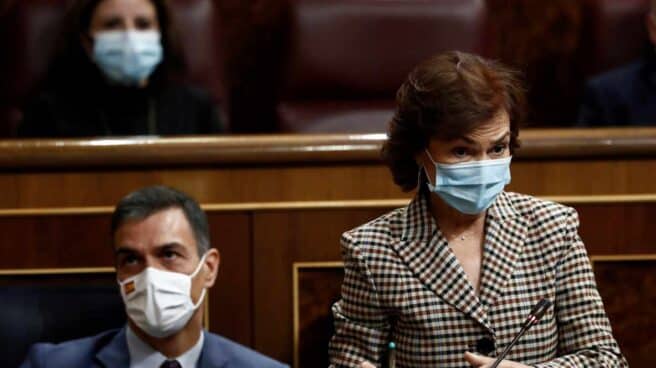 La vicepresidenta Primera del Gobierno, Carmen Calvo, interviene en el Congreso. La vicepresidenta Primera del Gobierno, Carmen Calvo, interviene en el Congreso.