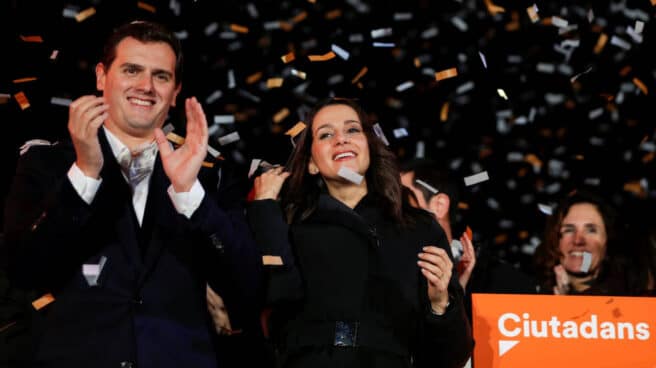 Fotografía de archivo. Albert Rivera e Inés Arrimadas celebran la victoria electoral del partido en Cataluña en 2017