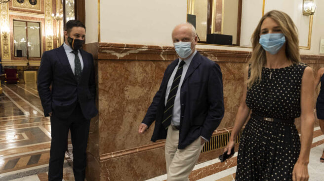 El presidente de Vox, Santiago Abascal; y la exportavoz del Grupo Popular en el Congreso, Cayetana Álvarez de Toledo, en una fotografía de archivo.