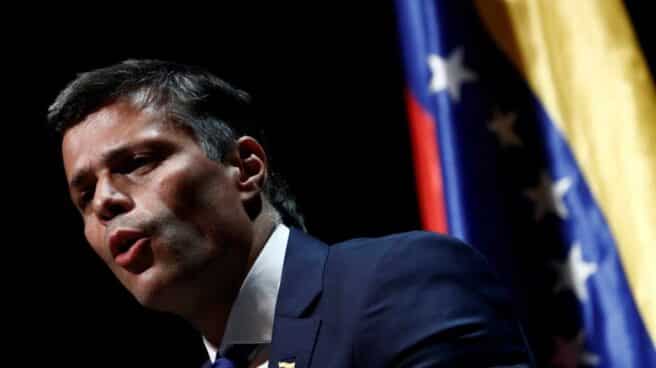 Venezuelan opposition leader Leopoldo Lopez speaks to the media in Madrid