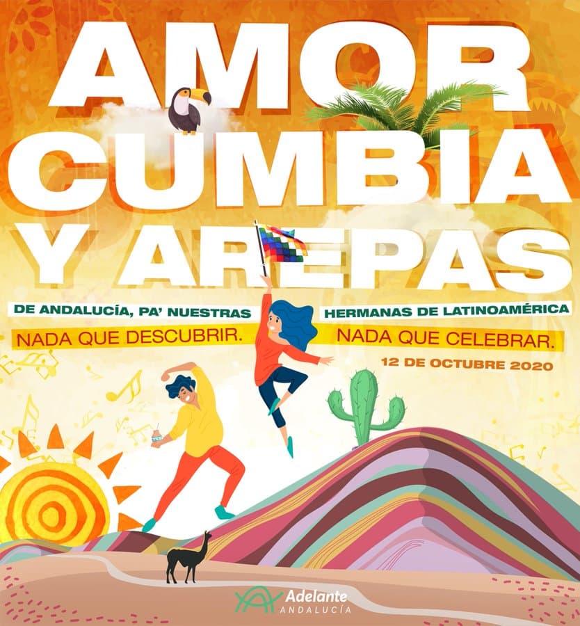 El cartel de Adelante Andalucía para el 12-O: "Amor, cumbia y arepas"