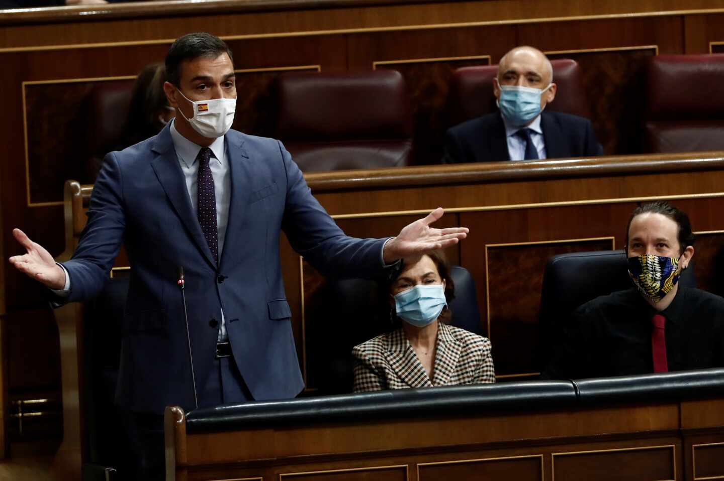 El presidente del Gobierno, Pedro Sánchez, durante su intervención en la sesión de control al Ejecutivo, este miércoles.