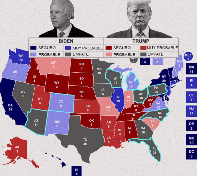 Los ocho 'estados bisagra' donde se decide quién ocupa la Casa Blanca