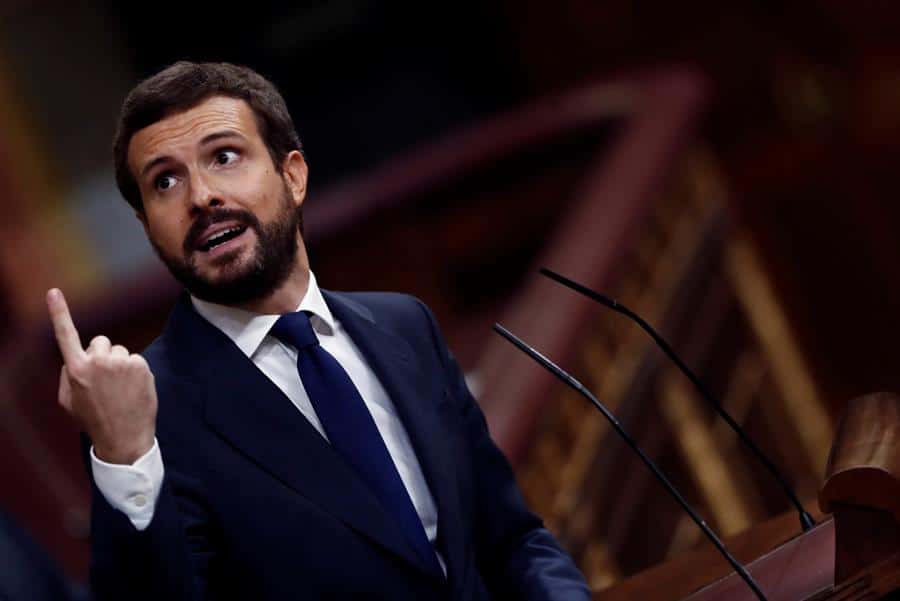 Pablo Casado, durante la intervención en la moción de censura.