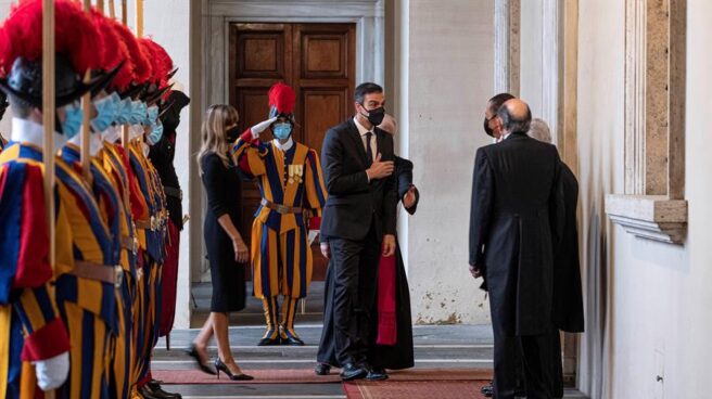 Pedro Sánchez, en el Vaticano para su reunión con el Papa.