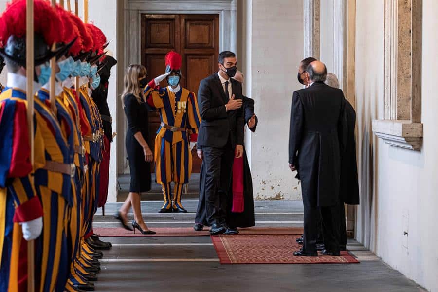 Pedro Sánchez, en el Vaticano para su reunión con el Papa.