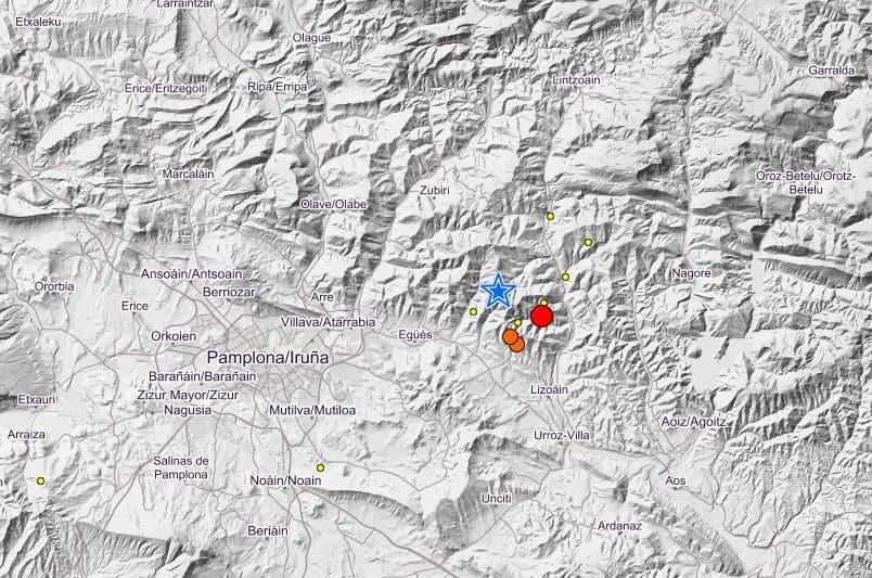 Réplicas del terremoto desatado este 1 de octubre en Lizoáin (Navarra), cerca de Pamplona.