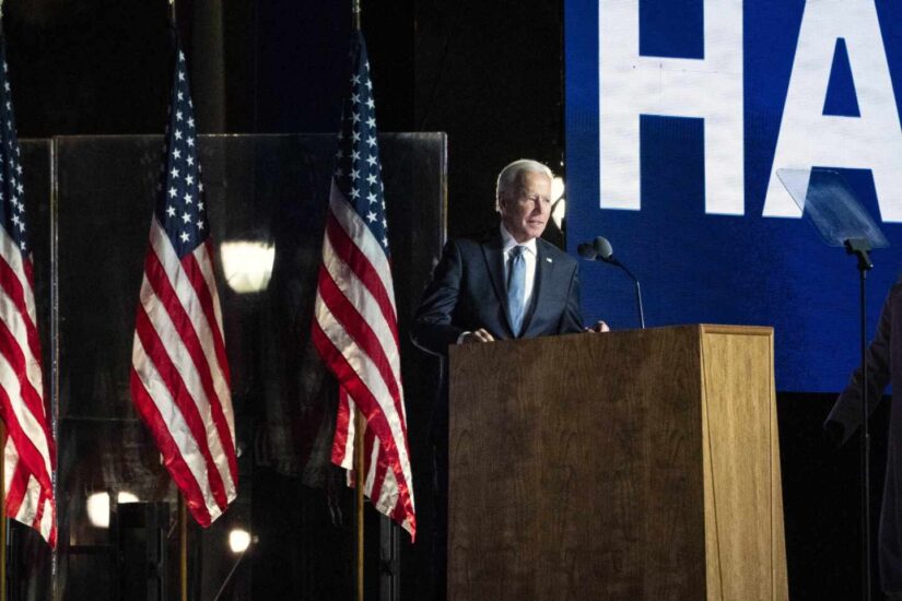 Joe Biden durante su discurso en Wilmington, Delaware