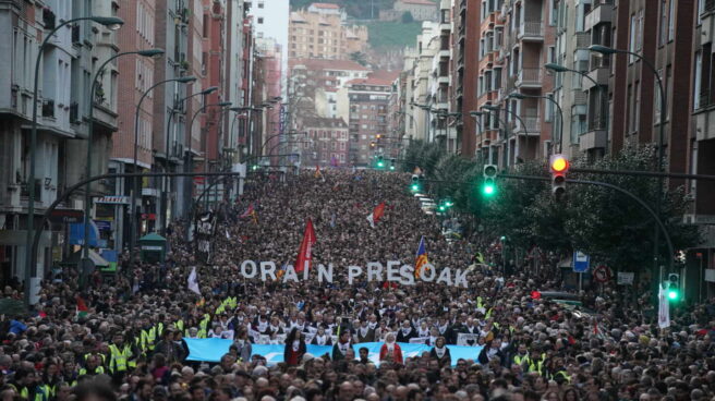 Manifestación por los derechos de los presos de ETA en Bilbao a 11 de enero de 2020.