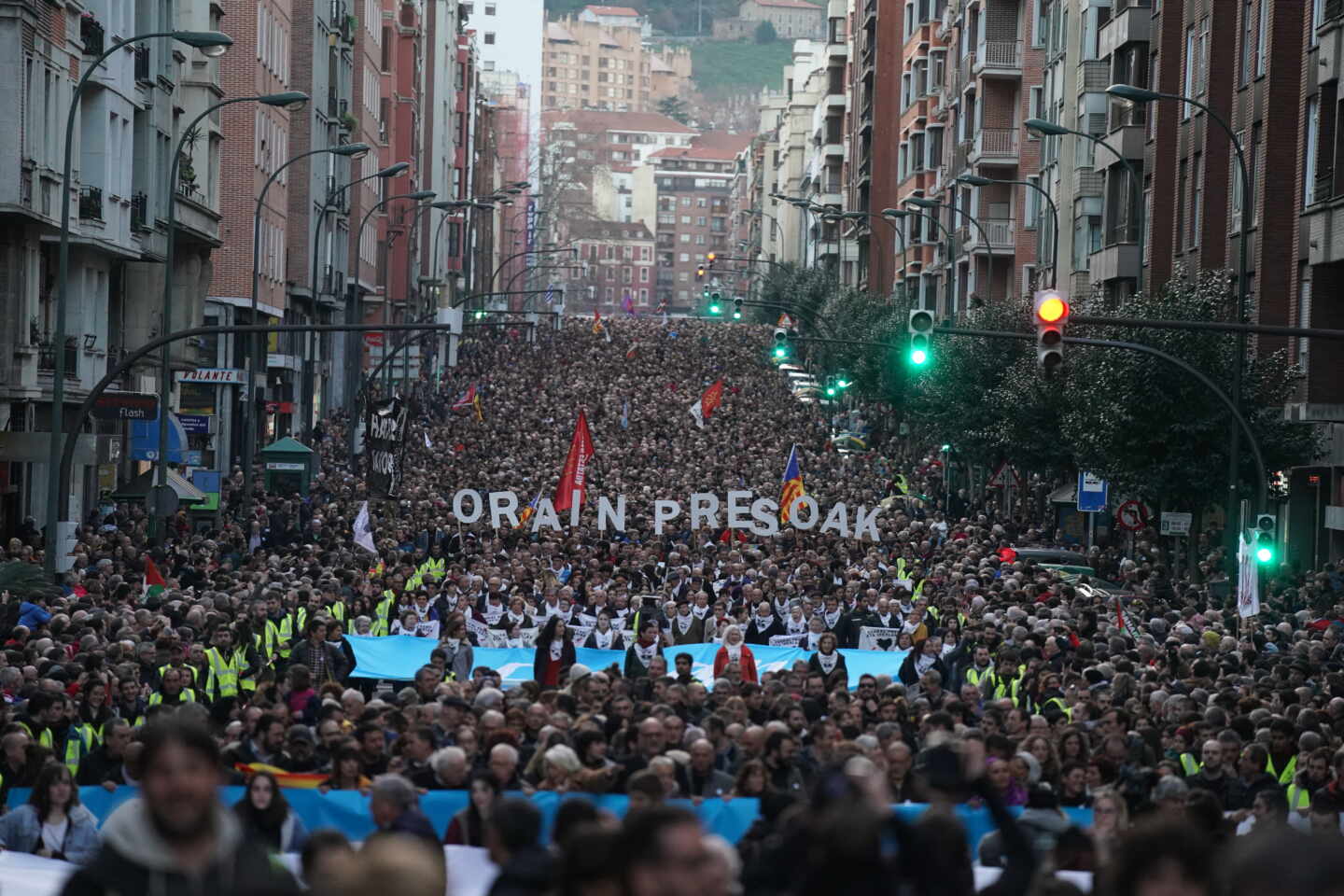 Manifestación por los derechos de los presos de ETA en Bilbao a 11 de enero de 2020.