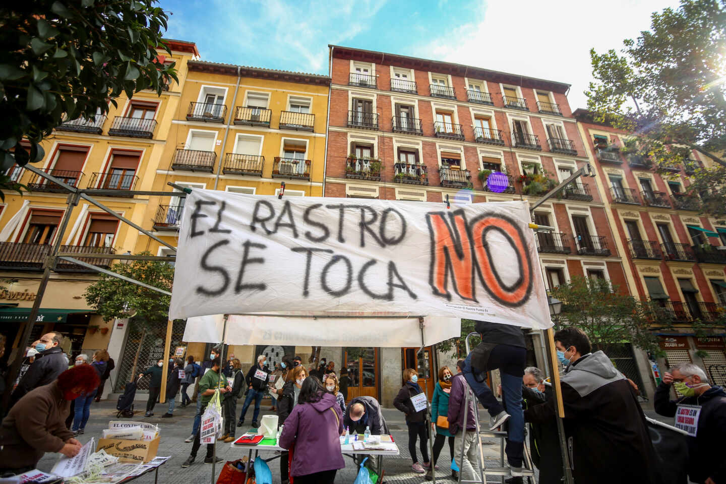 Protesta de comerciantes del Rastro.