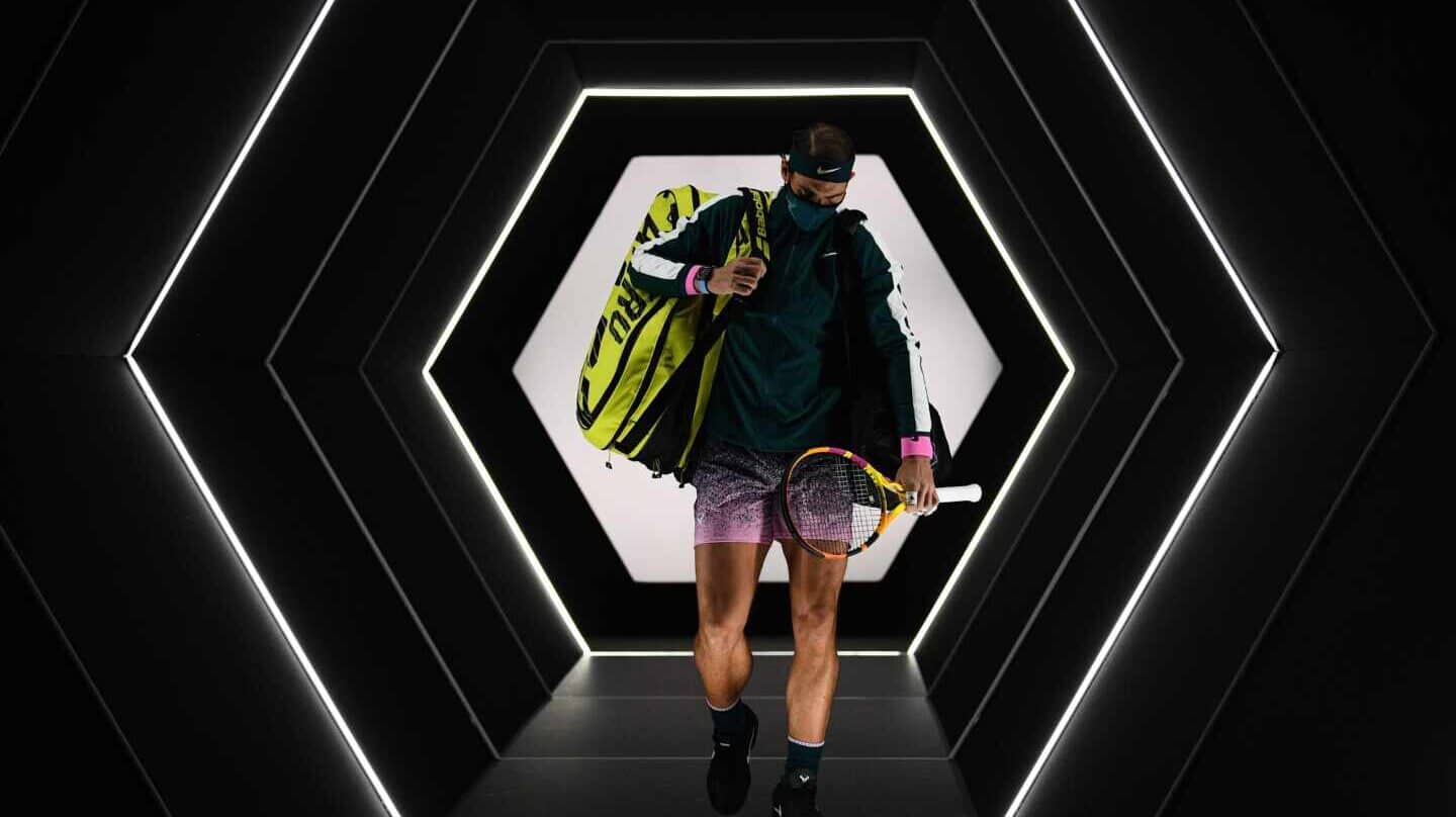 Rafael Nadal, en el torneo de París-Bercy antes de un partido