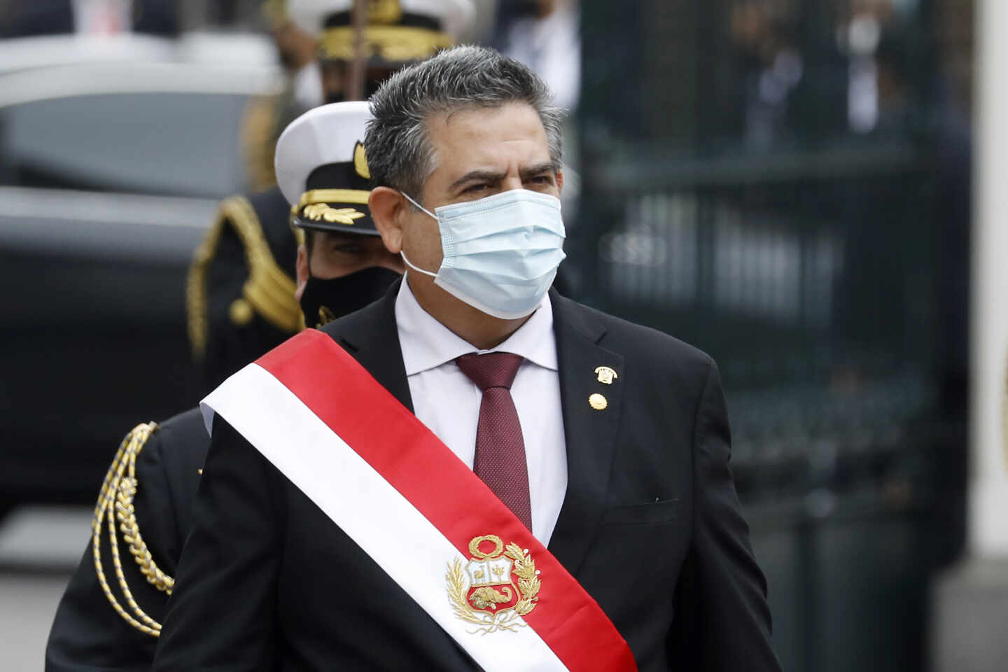 Manuel Merino, este martes en su juramento como nuevo presidente de Perú.