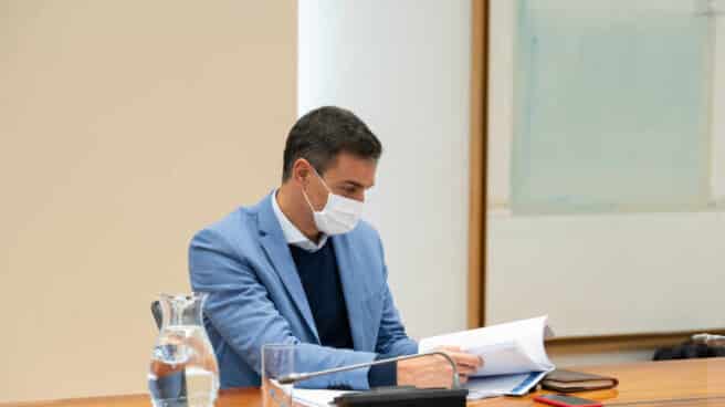 El presidente del Gobierno, Pedro Sánchez, en la reunión del Comité de Seguimiento del Coronavirus.