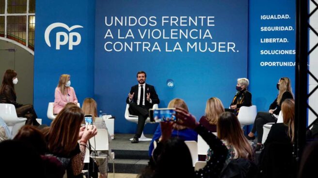 El líder del PP, Pablo Casado, en un acto por el 25-N.