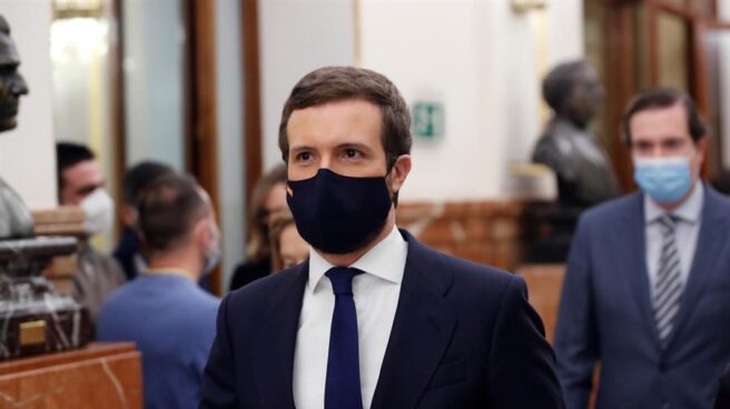 El líder del PP, Pablo Casado, en el Congreso.