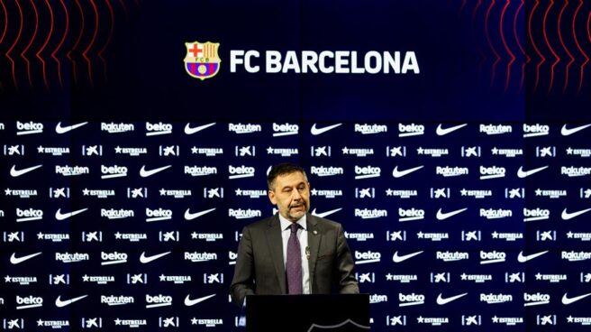 Josep Maria Bartomeu, durante la rueda de prensa en la que dimitió como presidente del FC Barcelona.