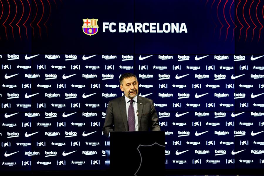 Josep Maria Bartomeu, durante la rueda de prensa en la que dimitió como presidente del FC Barcelona.
