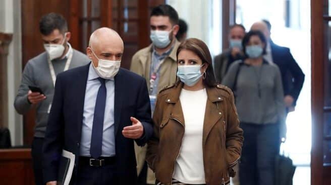 Rafael Simancas y Adriana Lastra, en el Congreso de los Diputados.