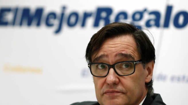 El ministro de Sanidad, Salvador Illa, durante la rueda de prensa ofrecida este lunes para presentar la campaña publicitaria del Ministerio de Sanidad para la Navidad.