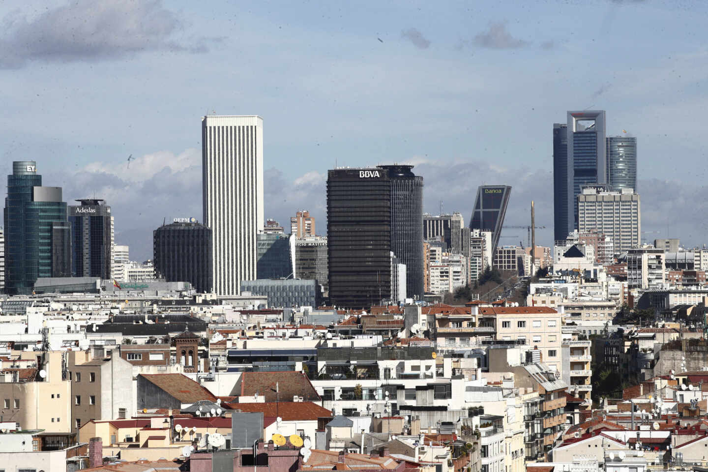 Vista de la zona de rascacielos de Madrid.